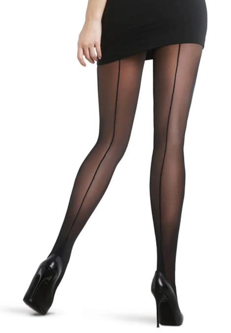 Dres Penti ,,Nostalji'' 20 DEN – cu dungă, mat și transparent, culoare negru,Engros